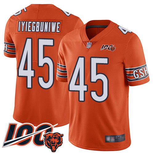 Chicago Bears Limited Orange Men Joel Iyiegbuniwe Alternate Jersey NFL Football 45 100th Season